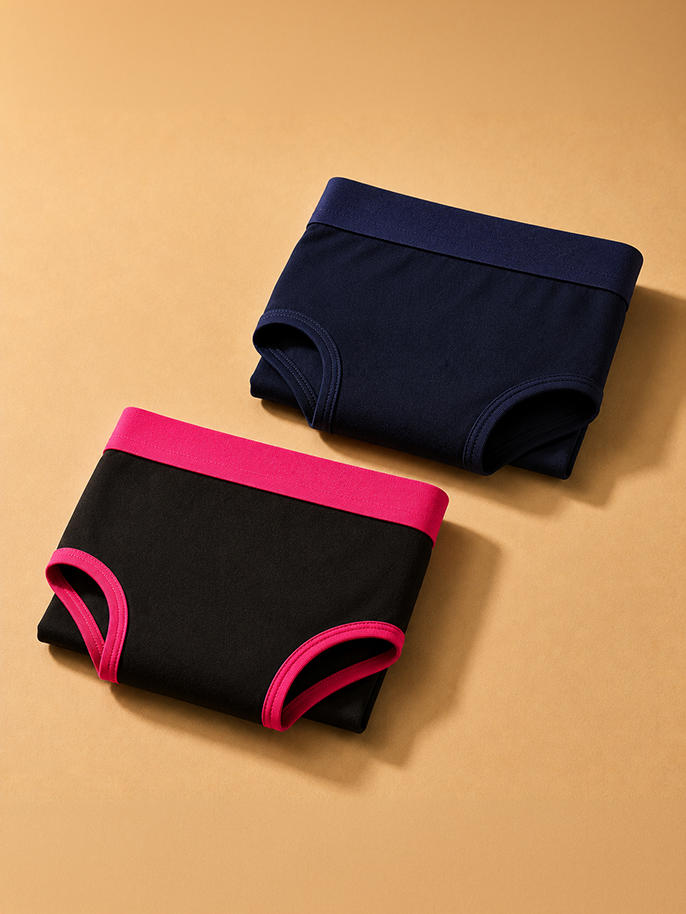 Pack of 3 | No Pad Needed | Leakproof | Rash-Free | Reusable | Solid Assorted | D'CHICA Essentials | Period Panties