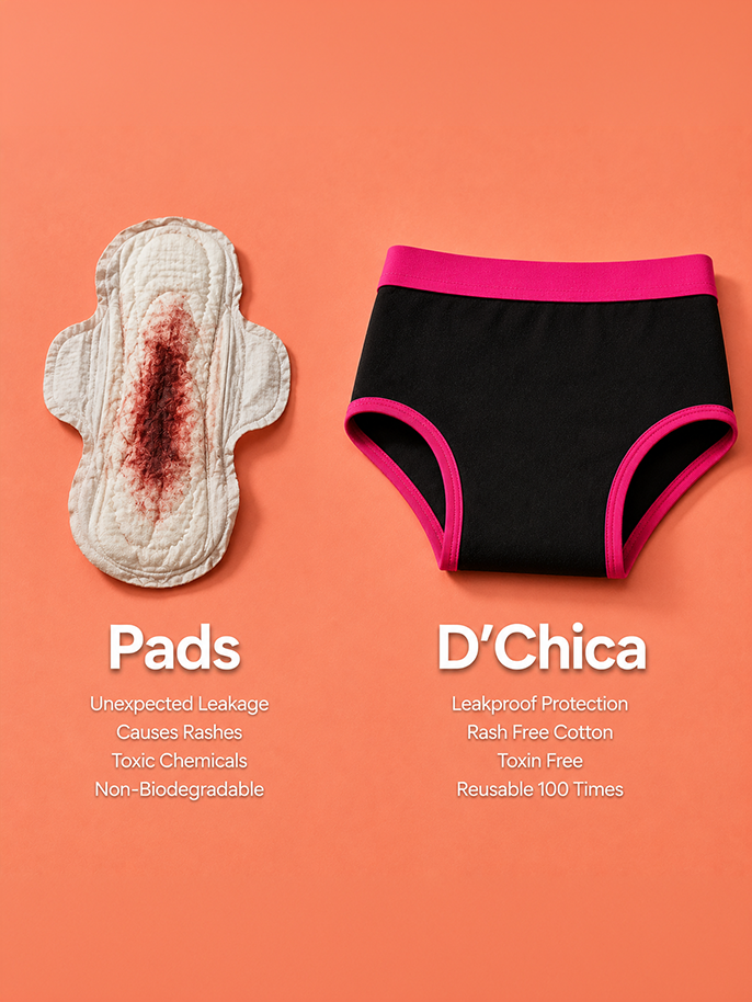 Pack of 3 | No Pad Needed | Leakproof | Rash-Free | Reusable | Solid Assorted | D'CHICA Essentials | Period Panties