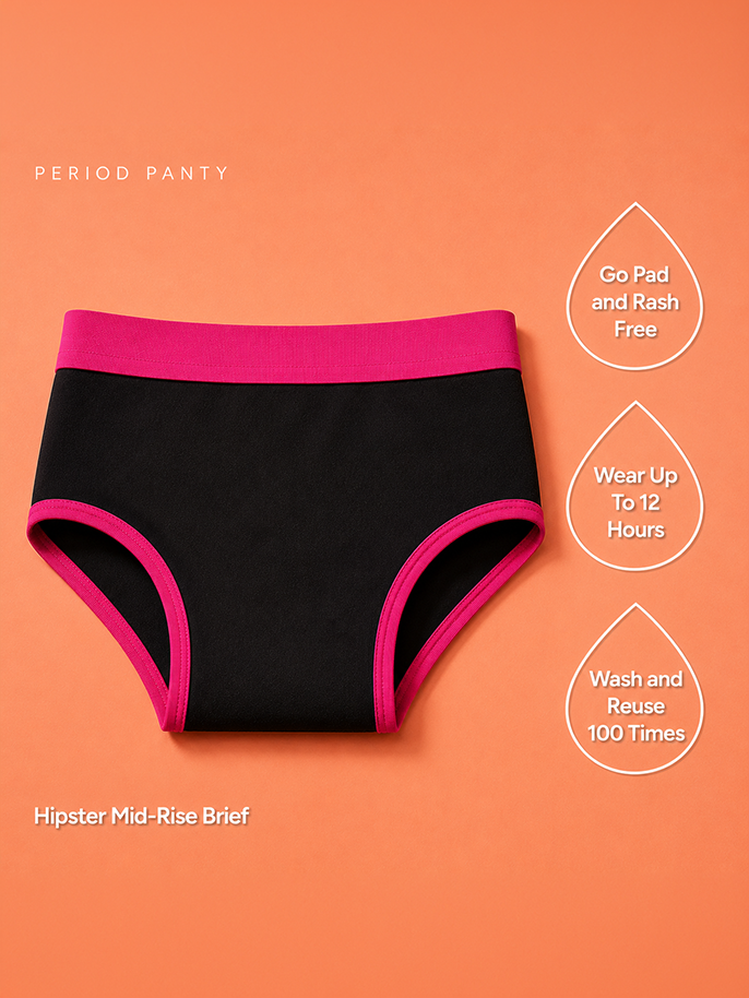 Pack of 3 | No Pad Needed | Leakproof | Rash-Free | Reusable | Solid Assorted | D'CHICA Essentials | Period Panties
