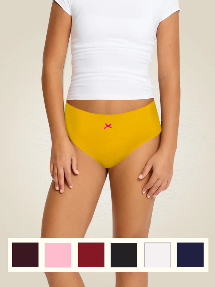 Pack of 7 | Cotton Comfort | Breathable | Elasticated Waistband | Assorted Solid | For Teens | D'CHICA Essentials | Hipster Briefs