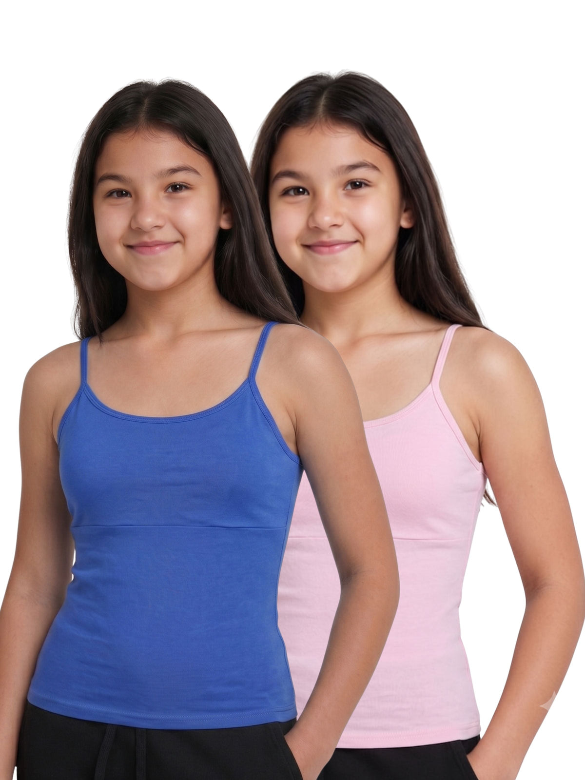Pack Of 1 Pink & Blue High Coverage Cotton Camisole Bra With Adjustable Strap For Girls
