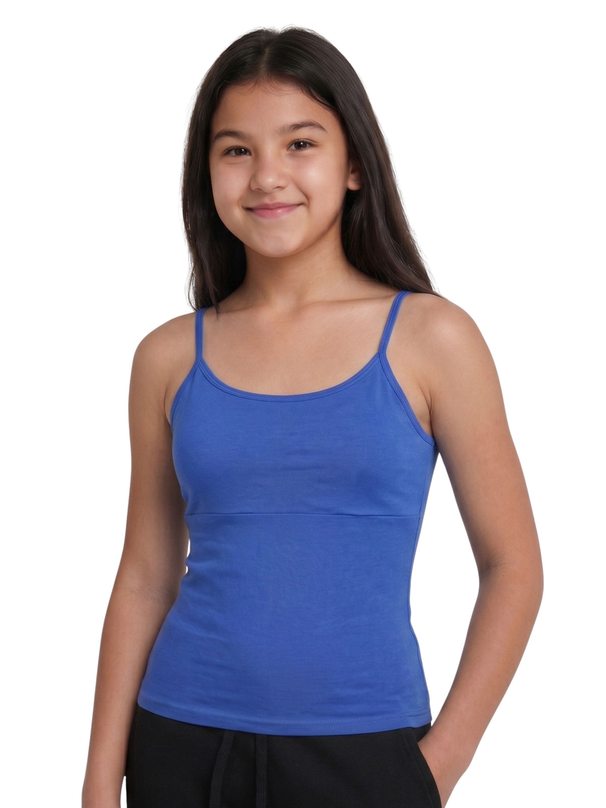 Pack Of 1 Pink & Blue High Coverage Cotton Camisole Bra With Adjustable Strap For Girls