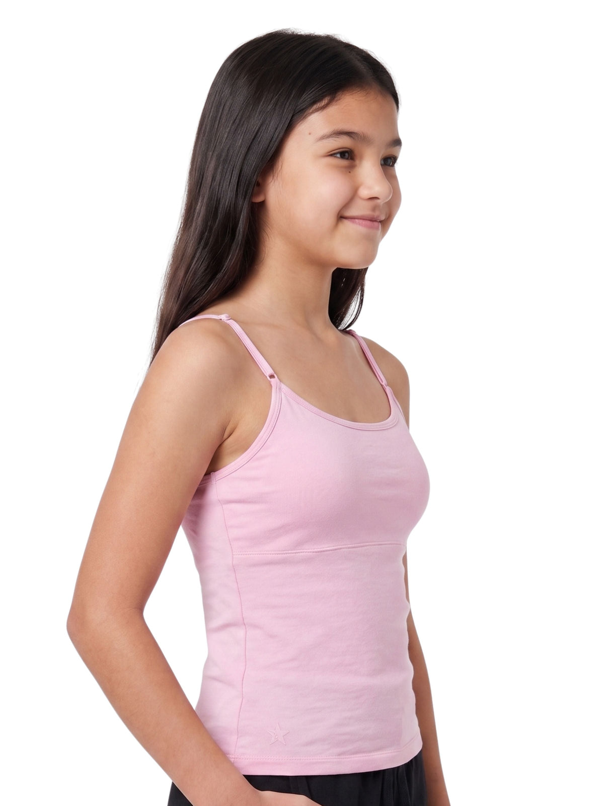 Pack Of 1 Pink & Blue High Coverage Cotton Camisole Bra With Adjustable Strap For Girls