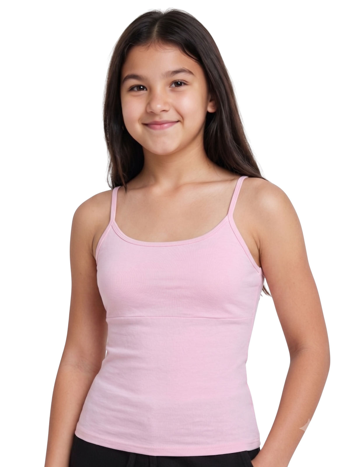 Pack of 3 Skin, Pink & White High Coverage Cotton Camisole Bra With Adjustable Strap For  Girls