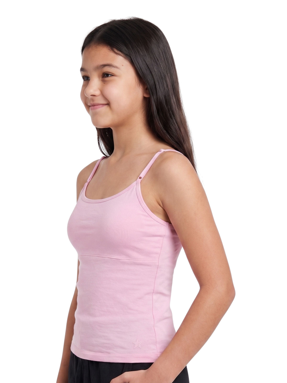 Pack of 3 Skin, Pink & White High Coverage Cotton Camisole Bra With Adjustable Strap For  Girls