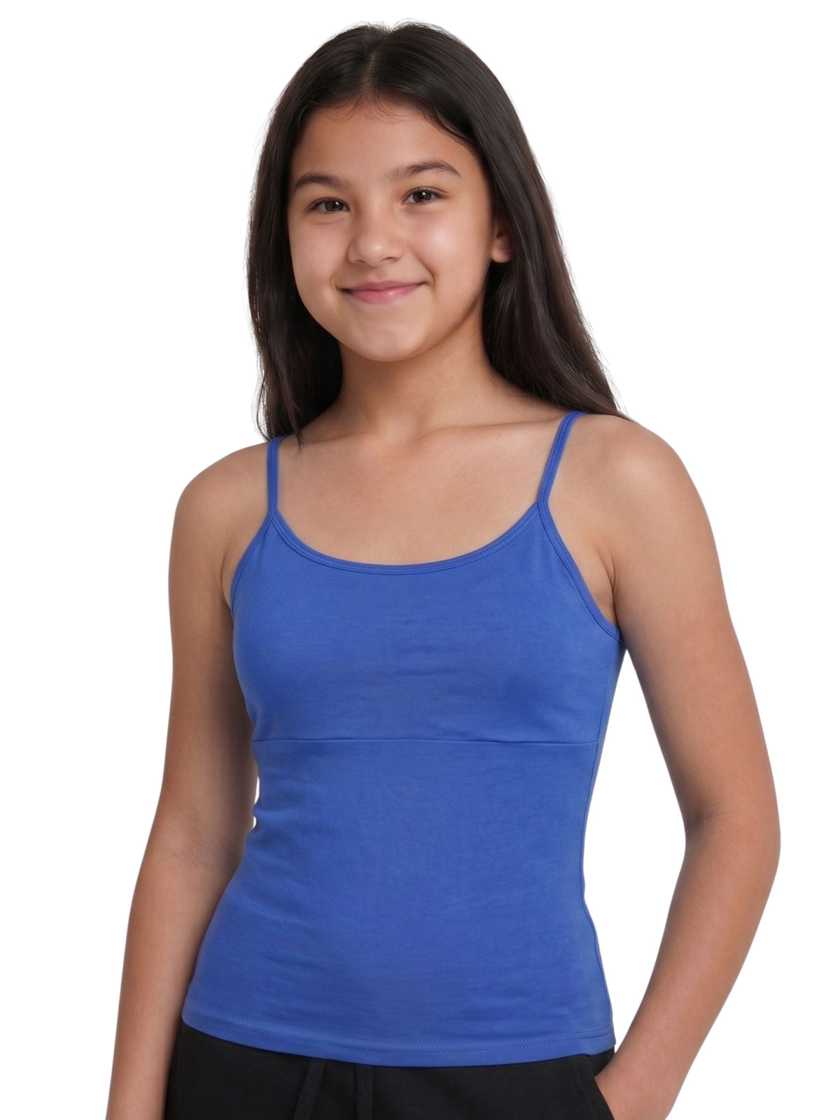 Pack Of 2 White & Blue  High Coverage Cotton Camisole Bra With Adjustable Strap For Girls