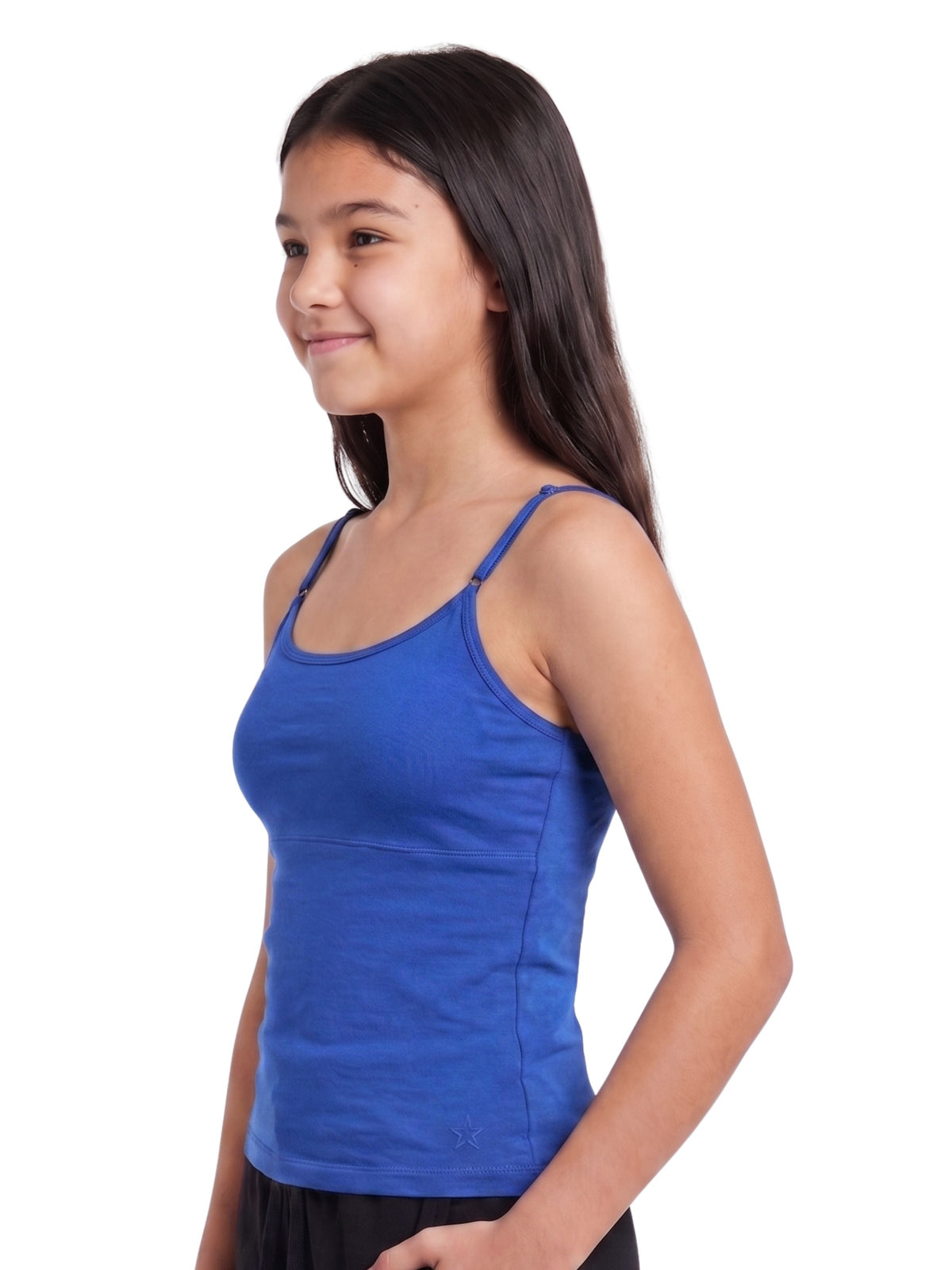 Pack Of 2 White & Blue  High Coverage Cotton Camisole Bra With Adjustable Strap For Girls