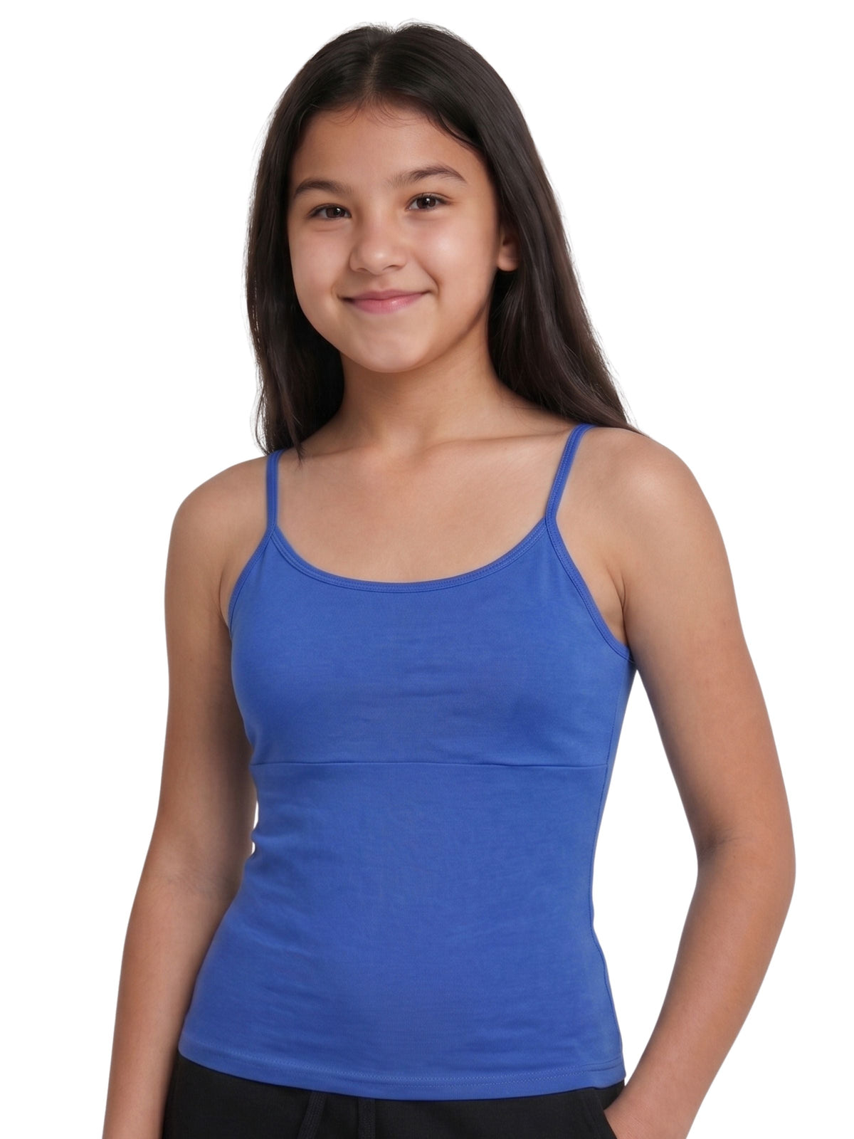 Pack of 2 Blue & Skin Tone High Coverage Cotton Camisole Bra With Adjustable Strap For Girls