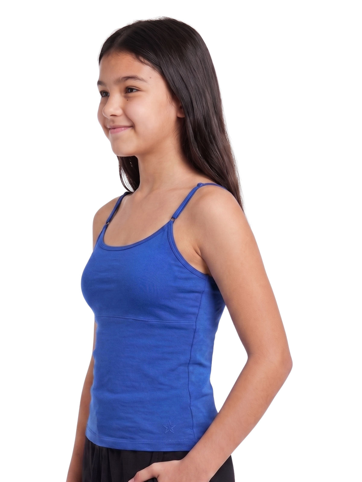 Pack of 2 Blue & Skin Tone High Coverage Cotton Camisole Bra With Adjustable Strap For Girls