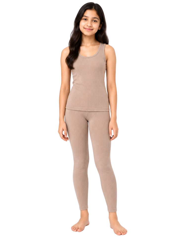 Pack of 1 | Skin Thermal Tank Top & Leggings For Girls | Regular Fit Warm Thermal Set