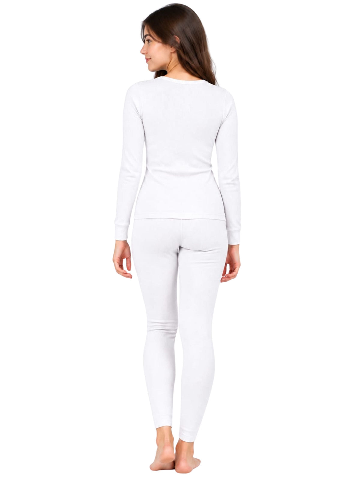 Pack Of 1 Regular-Fit-Warm-Full-Sleeve-Thermal-Set-White-Thermal-Tank-Top-&-Leggings-For Girls