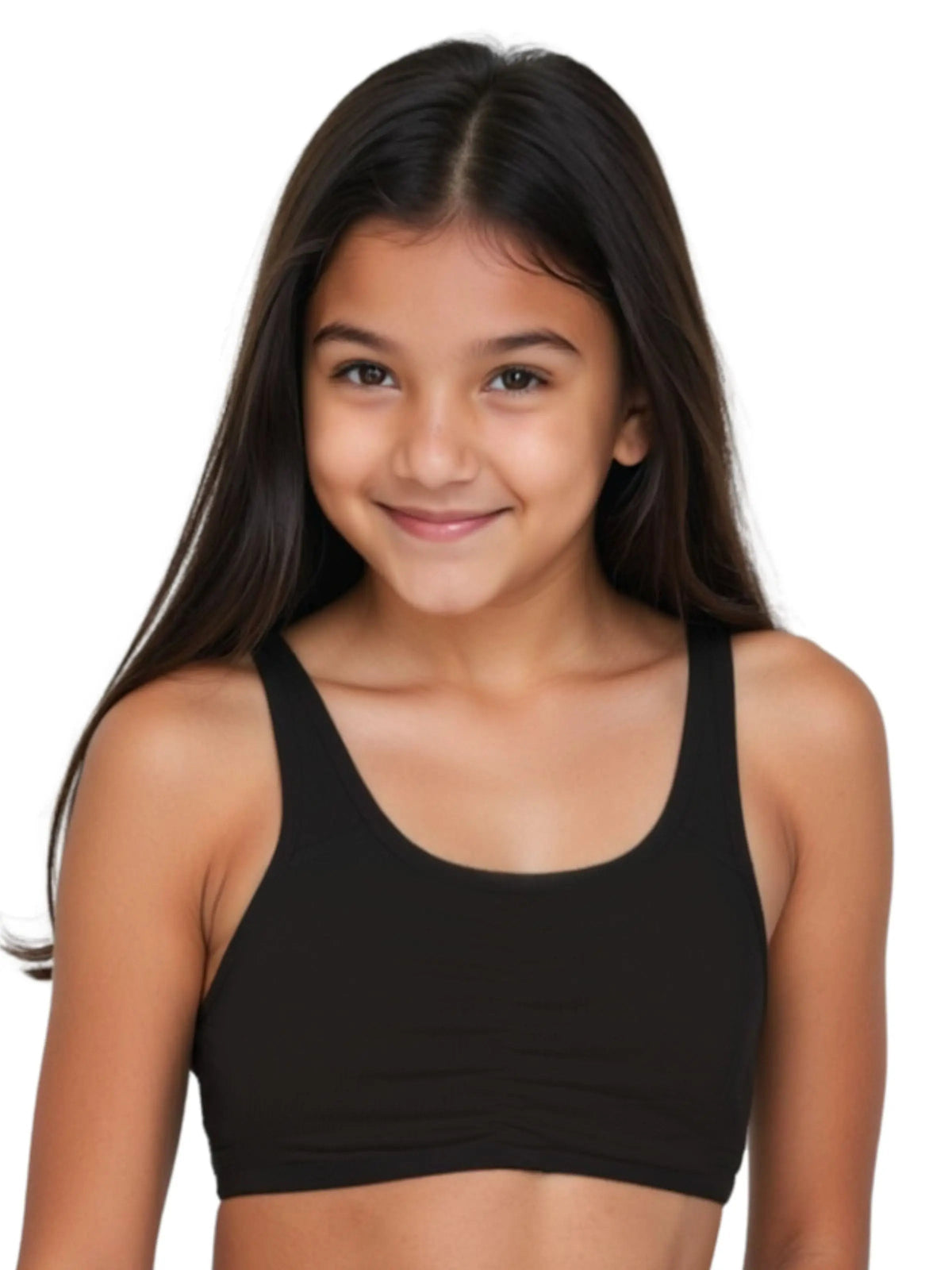 D'CHICA Essentials Broad Strap Cotton Gym Bra for Girls | Removable Pads | Elasticated Underbrand | Good Support | Full Coverage Pack of 2 | White & Black Sports Bra D'chica
