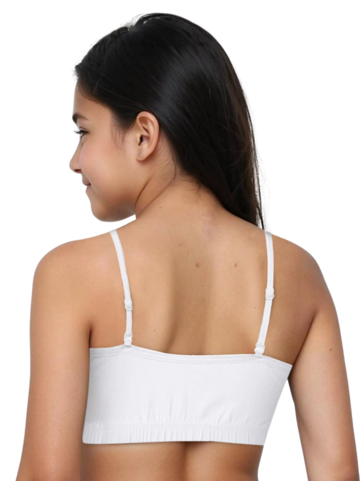 D'CHICA Essentials Double-Layer Thin Strap Cotton Athletic Bra | Non-Padded Beginner Bra | White & Black Solid Bras D'chica