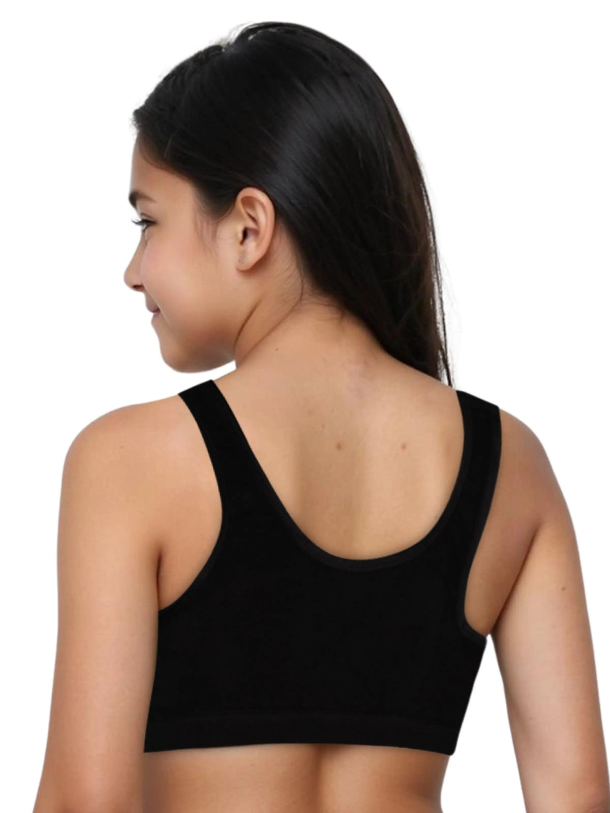 D'CHICA Essentials Double-layer Broad Strap Cotton Sports Bra | Non-Padded Beginner Bra | Solid Bra D'chica