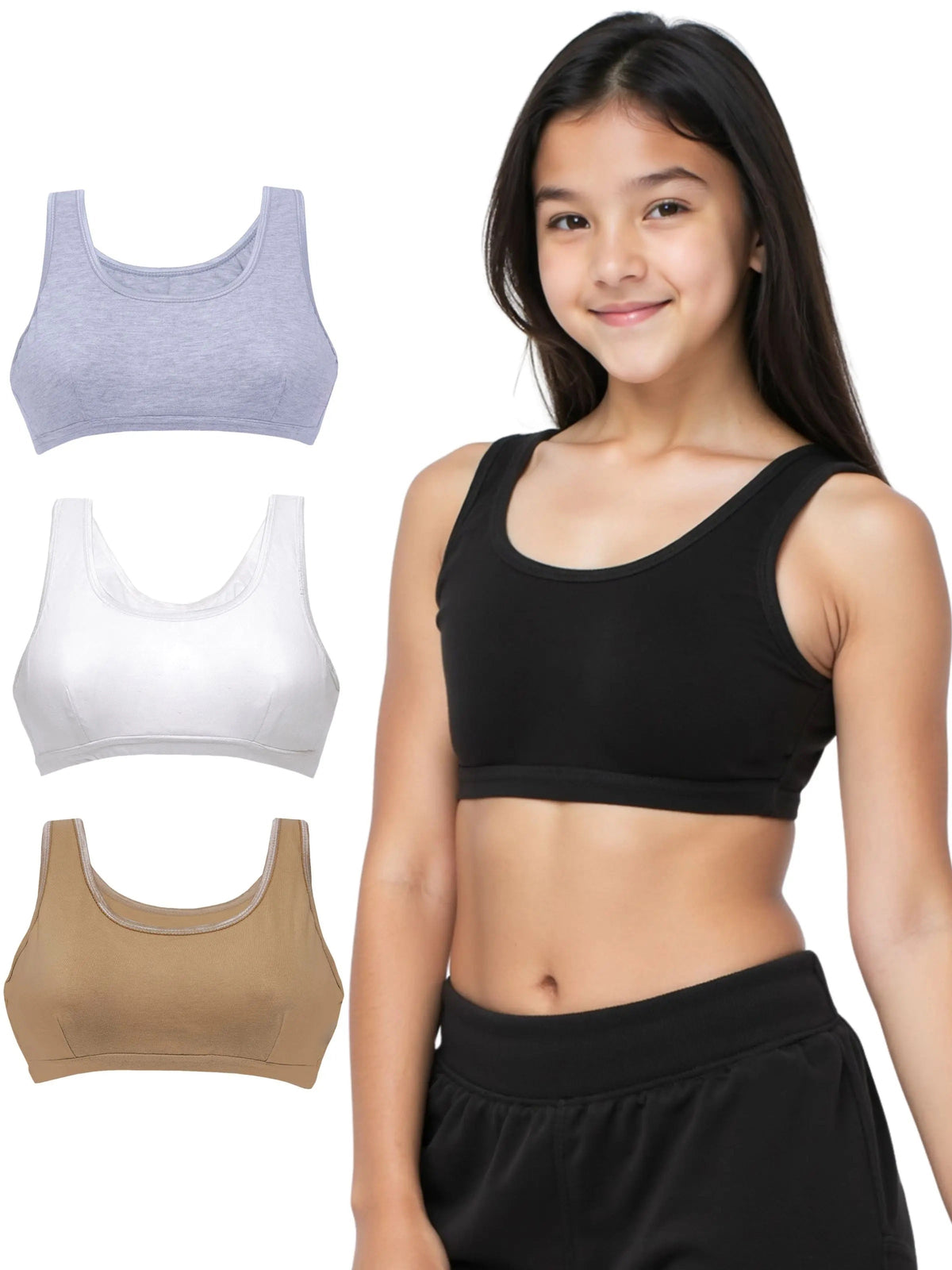 Pack of 4 | Double Layer | Broad Strap | Cotton Comfort | Non-Padded | Solid | Beginner Friendly | Sports Bra