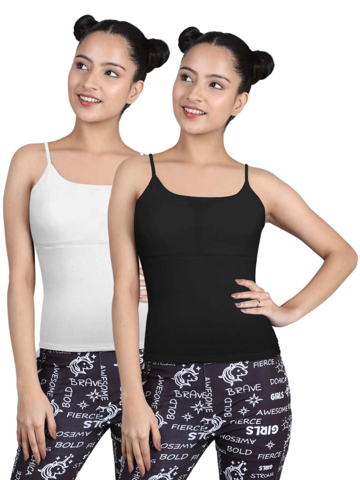 D'CHICA Essentials HIGH COVERAGE COTTON STARTER CAMISOLE BRA | ADJUSTABLE STRAP | SKIN TONE | WHITE | BLACK - Skin-Black-White / 18+ D'chica
