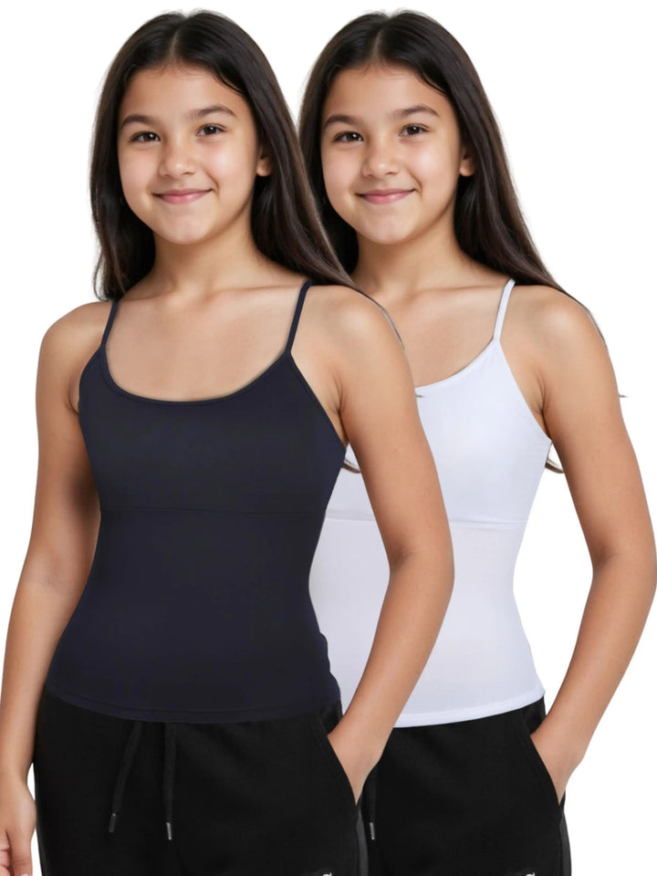 Pack of 2 | ADJUSTABLE STRAP | SKIN TONE | WHITE | BLACK -WHITE | HIGH COVERAGE COTTON STARTER CAMISOLE BRA