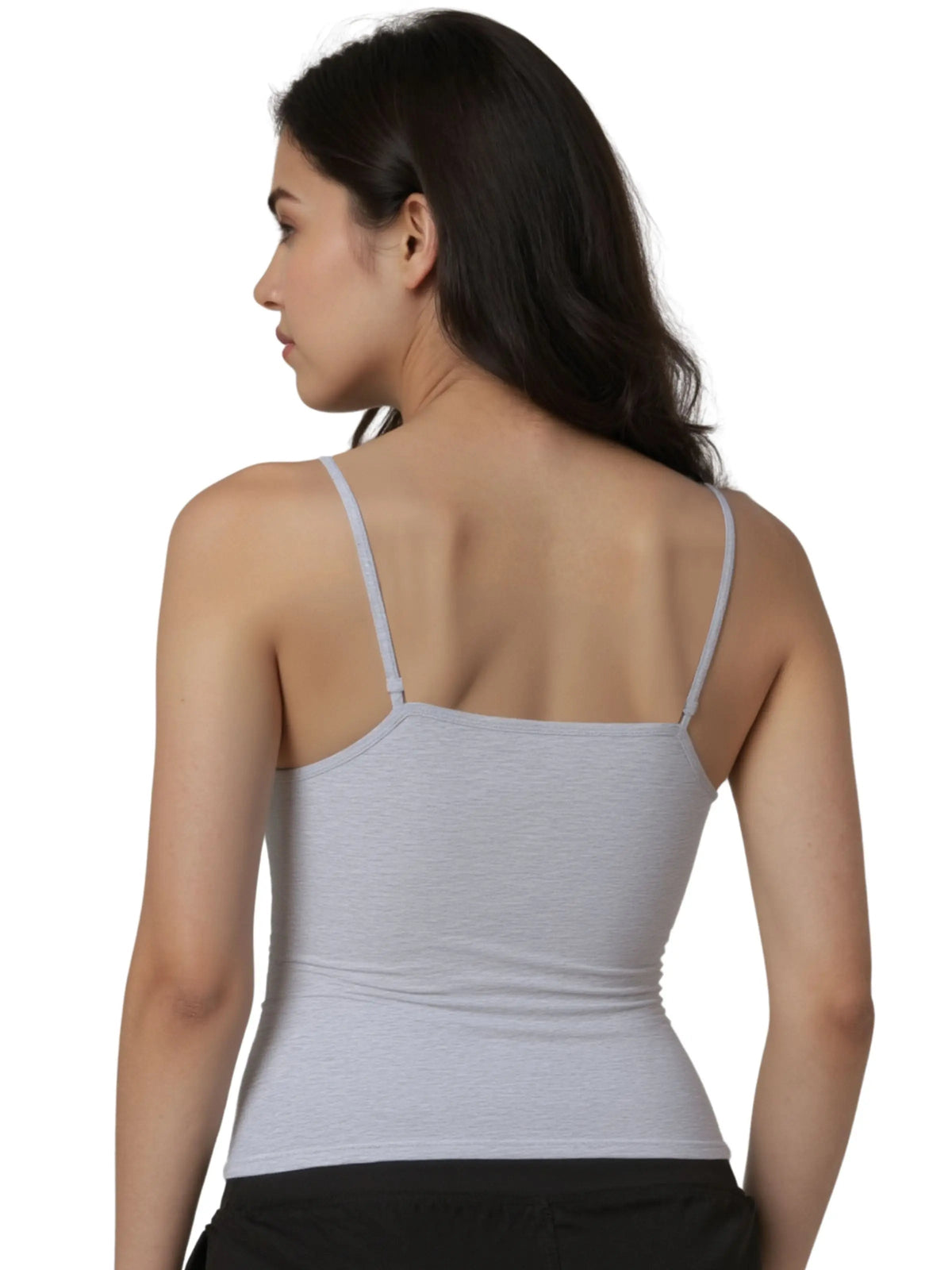 D'CHICA Essentials High Coverage Cotton Starter Camisole Bra in Grey and Skin Tone with Adjustable Straps Pack-of-2 D'chica