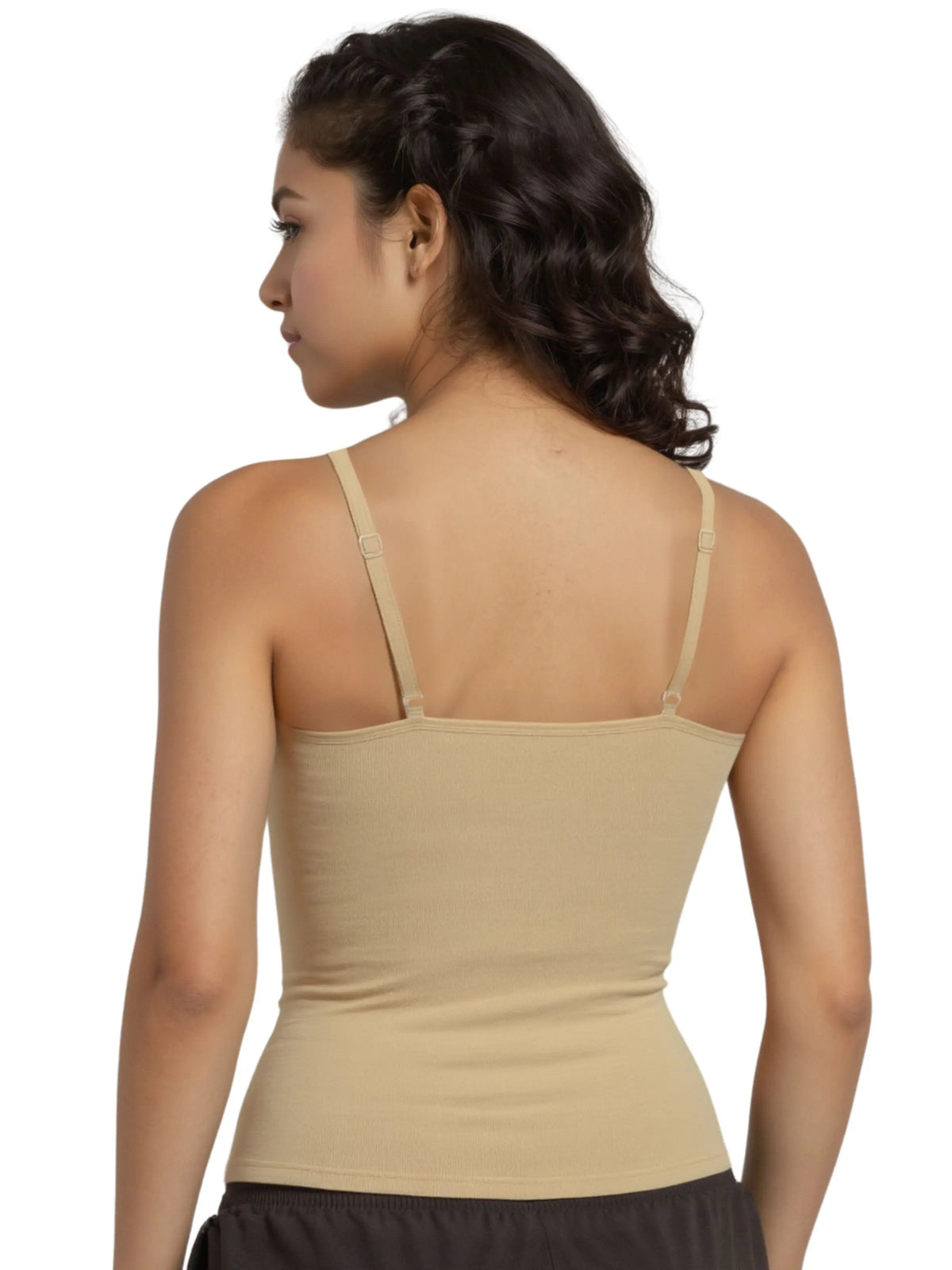 D'CHICA Essentials High Coverage Cotton Starter Camisole Bra in Grey and Skin Tone with Adjustable Straps Pack-of-2 D'chica