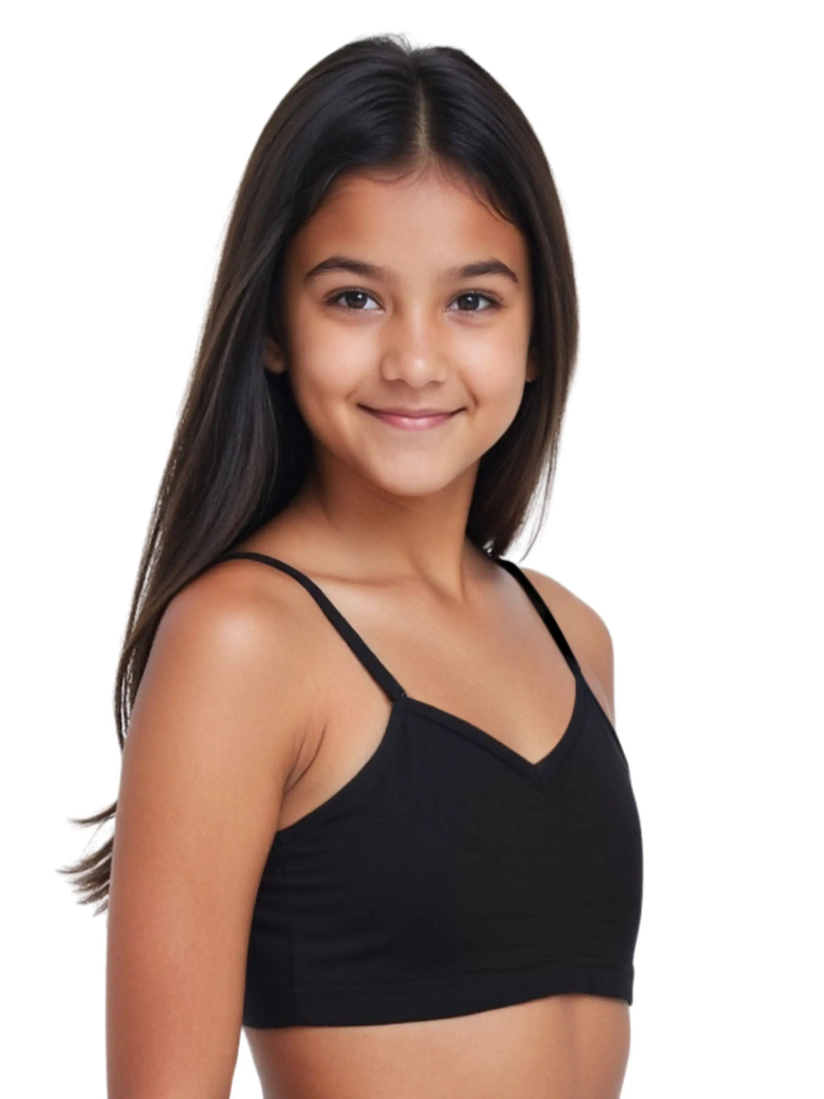 D'CHICA Essentials Thin Strap Cotton Padded Sports Bra for Girls | Removable Pads | Elasticated Underbrand | Good Support | Full Coverage Pack of 2 | White * Black Sports Bra D'chica