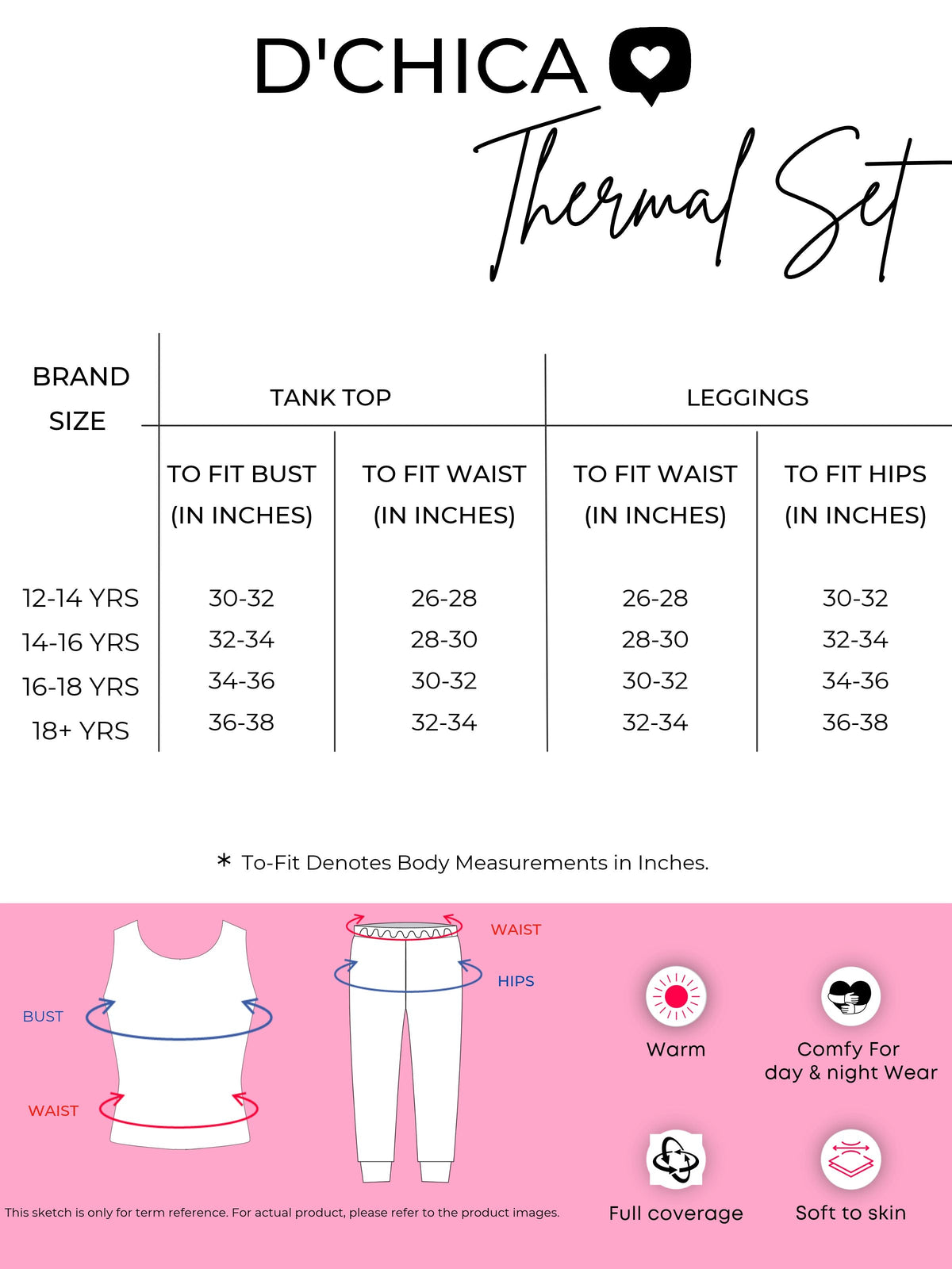 Pack of 1 | BlackThermal Tank Top & Leggings For Girls | Regular Fit Warm Thermal Set